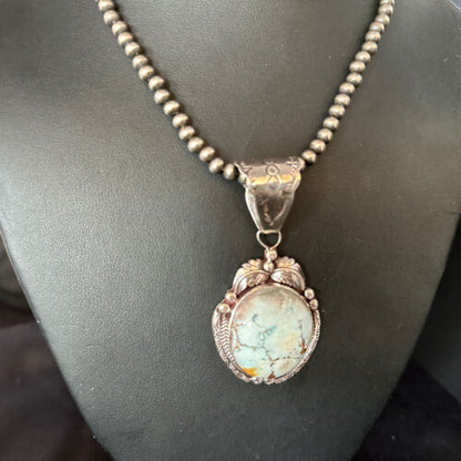 Navajo Blue Golden Hills Pendant Necklace | Sterling Silver | Authentic Native American Handmade | 14601