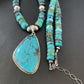 Navajo Pearls Spiderweb Beads Turquoise Necklace Pendant | Sterling Silver | Authentic Native American Handmade | 10239