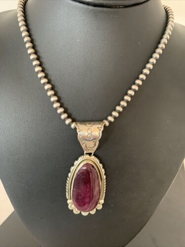 Navajo Purple Spiny Oyster Pendant | Sterling Silver Pearls | Authentic Native American Handmade | 2140