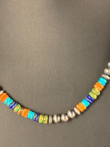 Native American Sterling Silver Multi-Stone Turquoise Lapis Necklace Bracelet Set | Navajo Handmade | 12345 - Masha USA