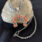 Navajo Red Spiny Oyster Necklace with Sterling Silver Naja Pendant | Authentic Native American Handmade | 326