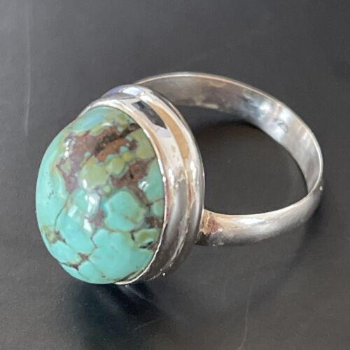 Navajo Spiderweb Blue Turquoise Ring | Sterling Silver | Sz 6.5 | Authentic Native American Handmade | 11439