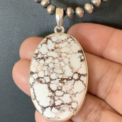 Men's Navajo Wild Horse Turquoise Pendant Necklace | Sterling Silver | Authentic Native American Handmade | 12814