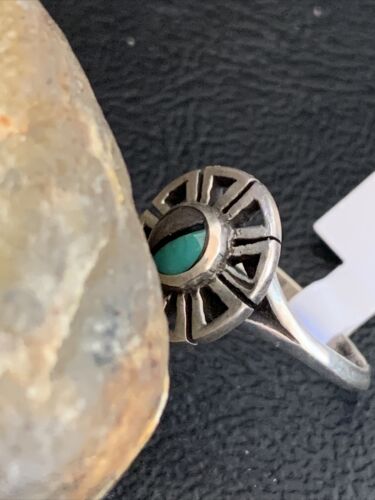 Navajo Women's Inlay Blue Turquoise Ring | Sterling Silver | Sz 6.5 | Authentic Native American Handmade | 1783