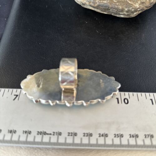 Navajo Kingman Turquoise Cluster Ring | Authentic Native American Sterling Silver | Multi-Stone | Sz 11 | 14454