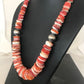 Navajo Red Spiny Oyster Necklace | Sterling Silver | Authentic Native American | Graduated | 21" | 8484