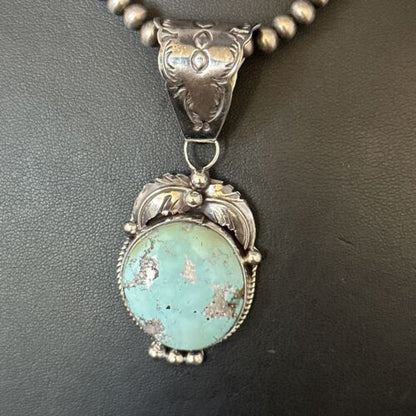 Navajo Blue Golden Hills Pendant Necklace | Sterling Silver | Authentic Native American Handmade | 14621