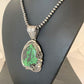 Navajo Green Spiderweb Turquoise Pendant Necklace | Sterling Silver | Authentic Native American Handmade | 2983