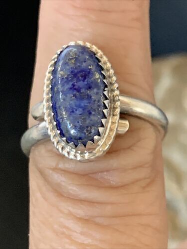 Navajo Lapis Lazuli Adjustable Ring | Sterling Silver | Sz 7 | Authentic Native American Handmade | 12448