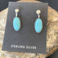 Blue Turquoise Dangle Post Earrings | Sterling Silver | 0.50" | 12713