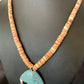 Authentic Native American Santo Domingo Shell Pendant Necklace | Spiny Oyster & Blue Turquoise | 26" | 12519