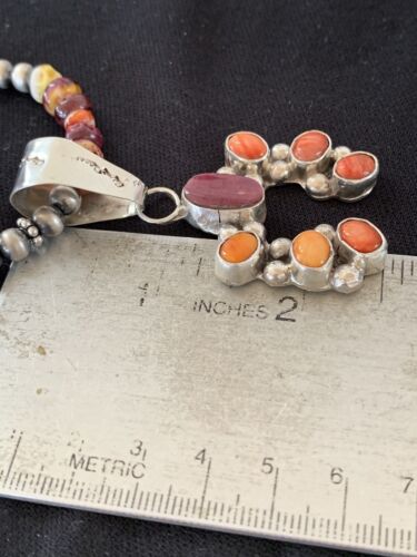 Navajo Purple Spiny Oyster Necklace Naja Pendant Set | Sterling Silver | Authentic Native American Handmade | 244