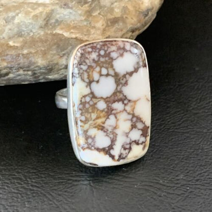 Native American Women's Navajo Wild Horse Turquoise Ring | Sterling Silver | Sz 7.5 | 10489