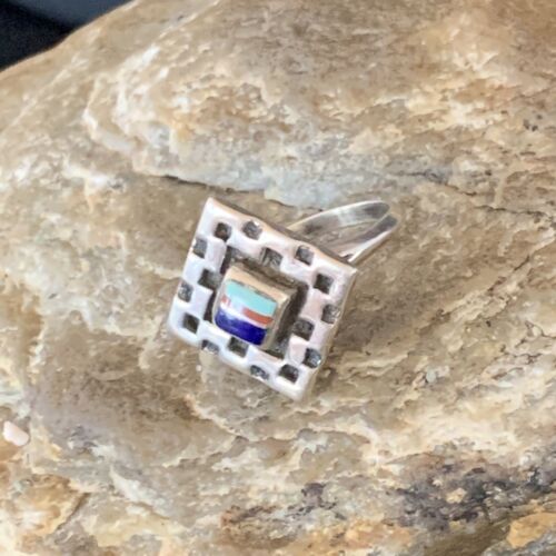 Southwestern Women's Turquoise Blue Lapis Spiny Inlay Ring | Sz 5 | Navajo | 13167
