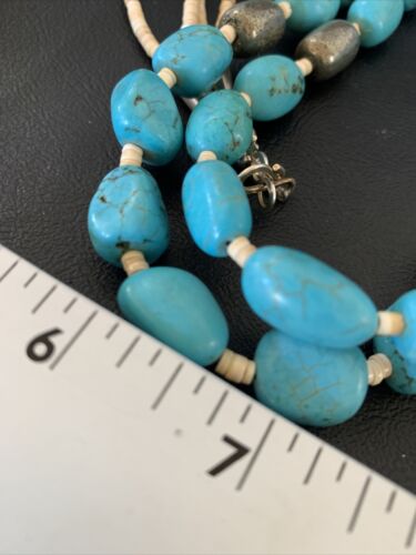 Native American Santo Domingo Shell Nugget Turquoise Necklace | 26" | Authentic Handmade | 12000