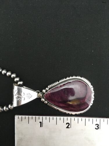 Navajo Purple Spiny Oyster Pendant Necklace | Sterling Silver Pearls | Authentic Native American Handmade | 4900