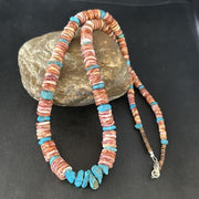 Purple Spiny Oyster Turquoise Necklace | Navajo Sterling Silver | 26" | Authentic Native American Jewelry | 14625