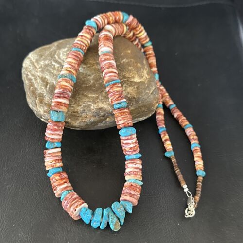Purple Spiny Oyster Turquoise Necklace | Navajo Sterling Silver | 26" | Authentic Native American Jewelry | 14625