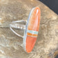 Navajo Red Spiny Oyster Opal Inlay Ring | Sterling Silver | Sz 8 | Authentic Native American Handmade | 11581