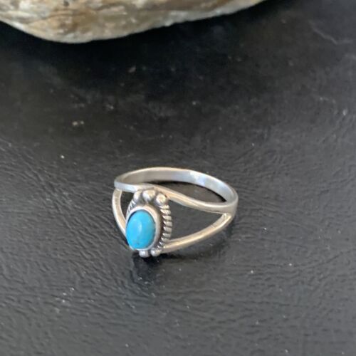 Native Old Pawn Navajo Blue Turquoise Ring | Sterling Silver | Sz 6.5 | 10771