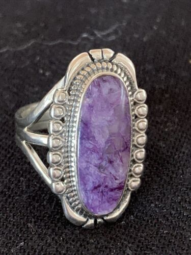 Native American Navajo Purple Charoite Ring | Sterling Silver | Sz 9 | 1453