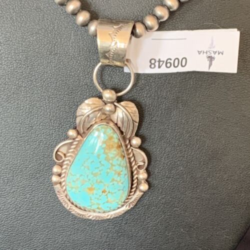 Navajo Men's Turquoise #8 Pendant Necklace | Sterling Silver | Native American Handmade | 948