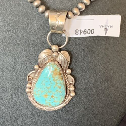 Navajo Men's Turquoise #8 Pendant Necklace | Sterling Silver | Native American Handmade | 948