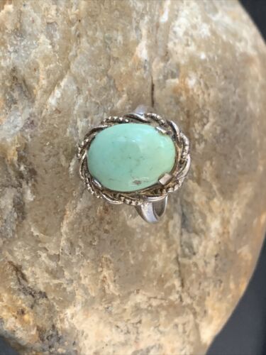 Southwestern Old Pawn Navajo Green Turquoise Ring | Sterling Silver | Sz 6 | 10815