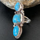 Navajo Blue Turquoise Cluster Ring | Authentic Native American Sterling Silver | Multi-Stone | Sz 10 | 2119