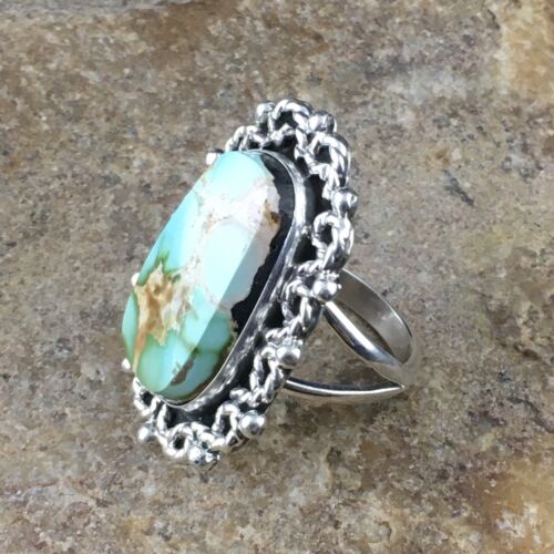Southwestern Sterling Silver Blue Royston Turquoise Ring | Sz 8 | 10196