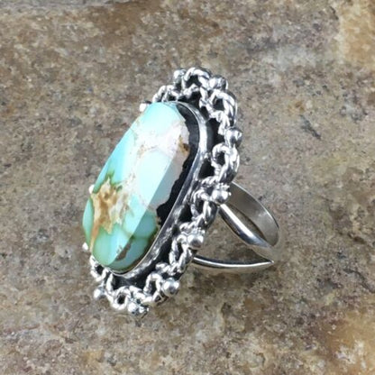 Southwestern Sterling Silver Blue Royston Turquoise Ring | Sz 8 | 10196