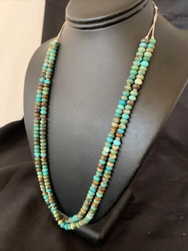 Navajo Blue Green Turquoise Necklace | Sterling Silver | 22" | Authentic Native American Handmade | 9673