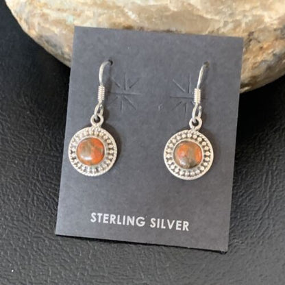 Navajo Spiny Oyster Earrings | Sterling Silver | Minimalist Native American Handmade | 12831