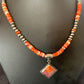 Navajo Pearls Red Spiny Oyster Opal Inlay Pendant Necklace | Sterling Silver | 22" | 12705
