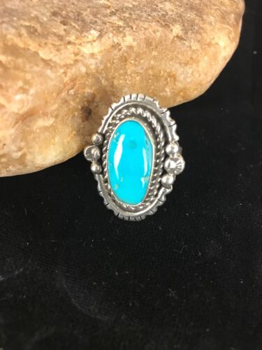 Navajo Kingman Turquoise Ring | Sterling Silver | Sz 8 | Authentic Native American Handmade | Yazzie | 8130