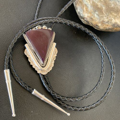 Southwestern Men's Bolo Tie | Purple Spiny Oyster | Sterling Silver | Navajo | 12936