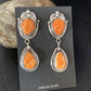 Navajo Orange Spiny Oyster Dangle Earrings | Sterling Silver | Authentic Native American Handmade | 13817