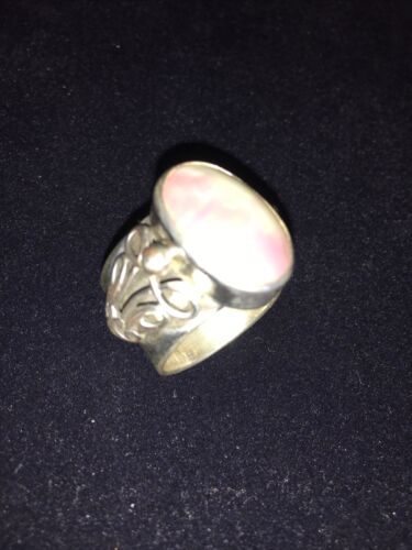 Southwestern Navajo White Mabe Pearl Ring | Sterling Silver | Sz 8 | 01726