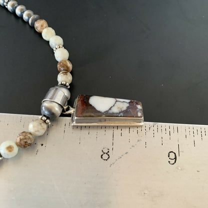 Navajo Wild Horse Turquoise Necklace Pendant | Sterling Silver | Authentic Native American Handmade | 11372