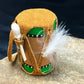 Handmade Leather Drum Car Charm | 2" Mirror Dangler | Miniature Model | 8932