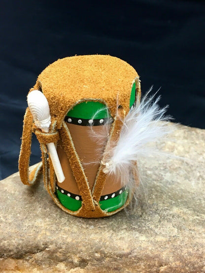Handmade Leather Drum Car Charm | 2" Mirror Dangler | Miniature Model | 8932