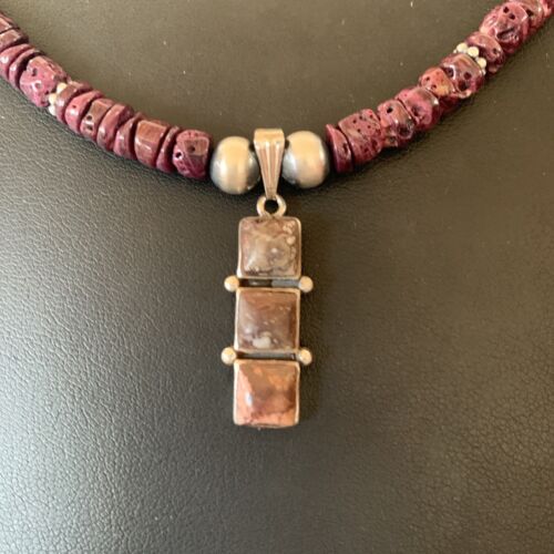 Navajo Wild Horse Pendant | Sterling Silver Purple Spiny Oyster Necklace | Multi-Stone | 12358