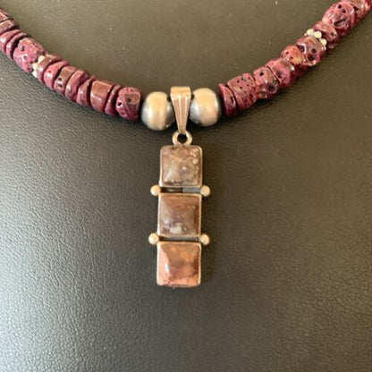 Navajo Wild Horse Pendant | Sterling Silver Purple Spiny Oyster Necklace | Multi-Stone | 12358