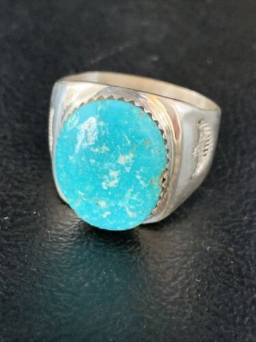 Navajo Blue Kingman Turquoise Ring | Sterling Silver | Sz 11 | Authentic Native American Handmade | 14143