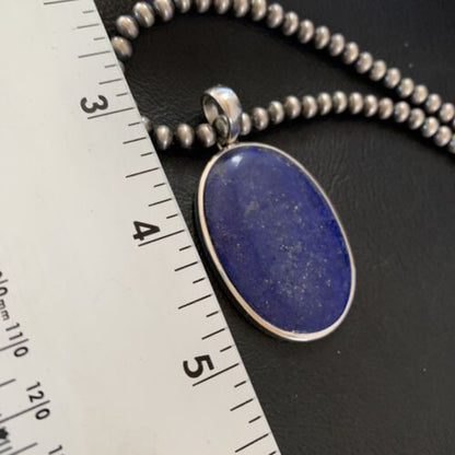 Native American Navajo Blue Lapis Pendant Necklace | Sterling Silver | Authentic Handmade | 11717