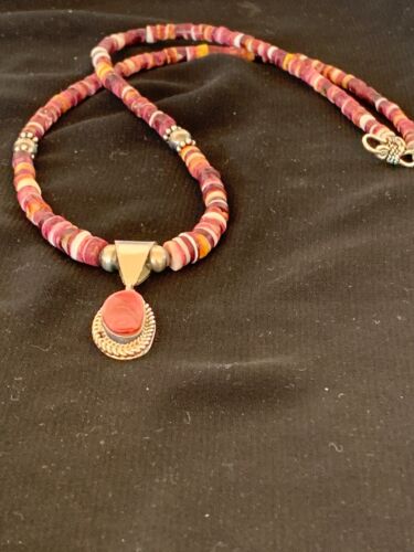 Spiny Oyster Purple Pendant Necklace | Sterling Silver | 22" | Authentic Native American Handmade | 2844