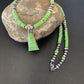 Native American Navajo Sterling Silver Necklace | Green Gaspeite Inlay Pendant | 12150