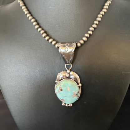 Navajo Blue Golden Hills Pendant Necklace | Sterling Silver | Authentic Native American Handmade | 14621