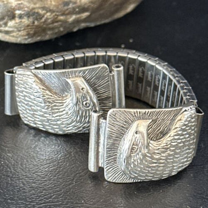 Navajo Eagle Head Sterling Silver Wrist-Watch Tips | Authentic Native American Jewelry | 14400
