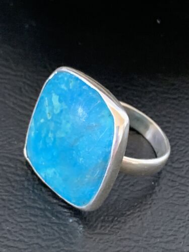 Men's Navajo Blue Kingman Turquoise Ring | Sterling Silver | Adjustable | Sz 7.5 | 10483